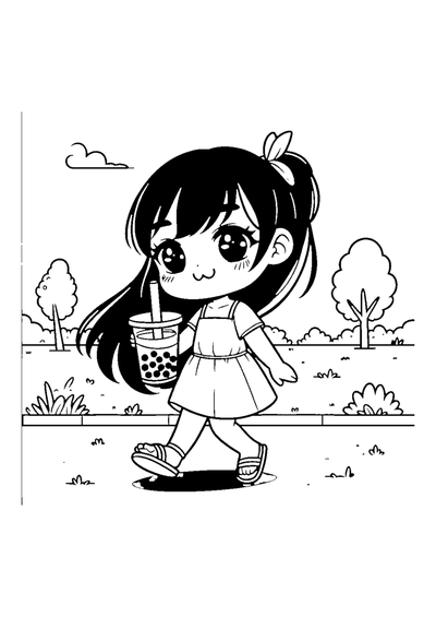 Japanisches Mädchen mit Bubble Tea