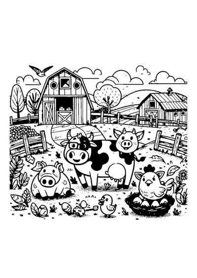 Lustige Tiere auf dem Bauernhof