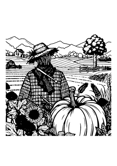 Kürbis und Vogelscheuche