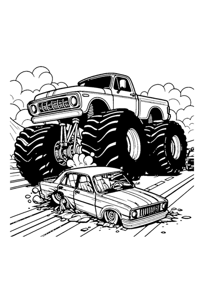 Monster-Truck fährt über Auto