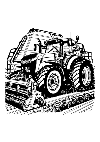 Traktor mit Ballenpresse