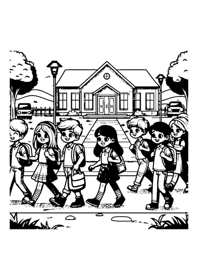 Kinder gehen zur Schule