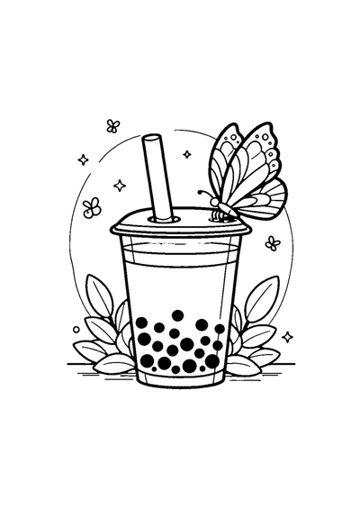 Bubble Tea mit Schmetterlingsflügel