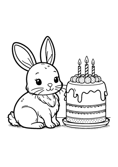 Hase mit Geburtstagskuchen