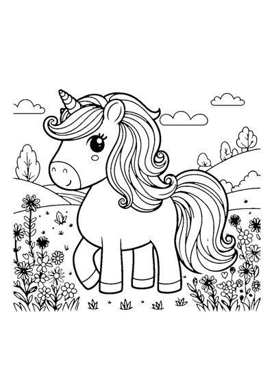 Einhorn auf Blumenwiese