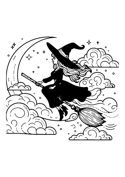 Hexe auf Besen