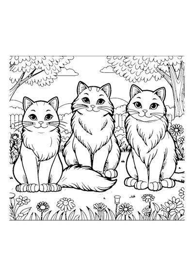 Drei Katzen im Garten