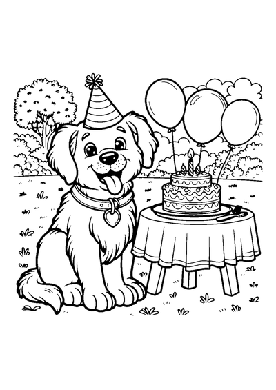 Hund bei der Geburtstagsparty