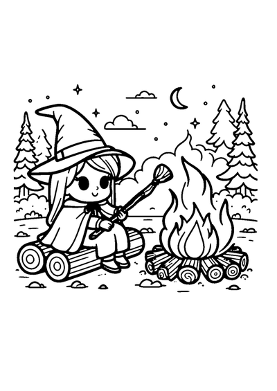 Hexe am Lagerfeuer