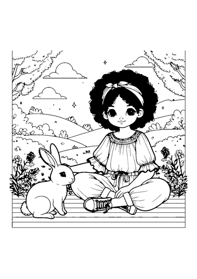 Mädchen und weißes Kaninchen