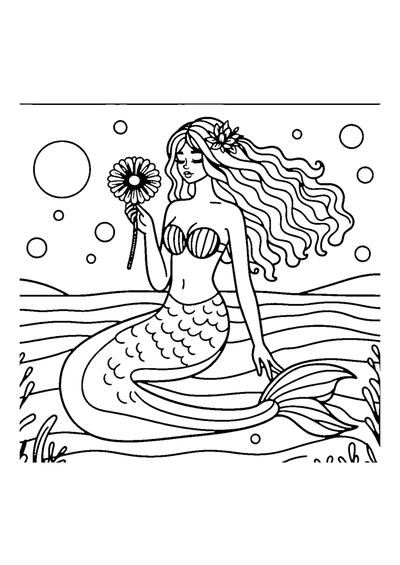 Meerjungfrau mit Blume