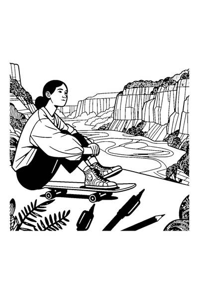 Mädchen auf Skateboard