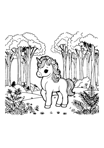 Einhornfohlen im Wald