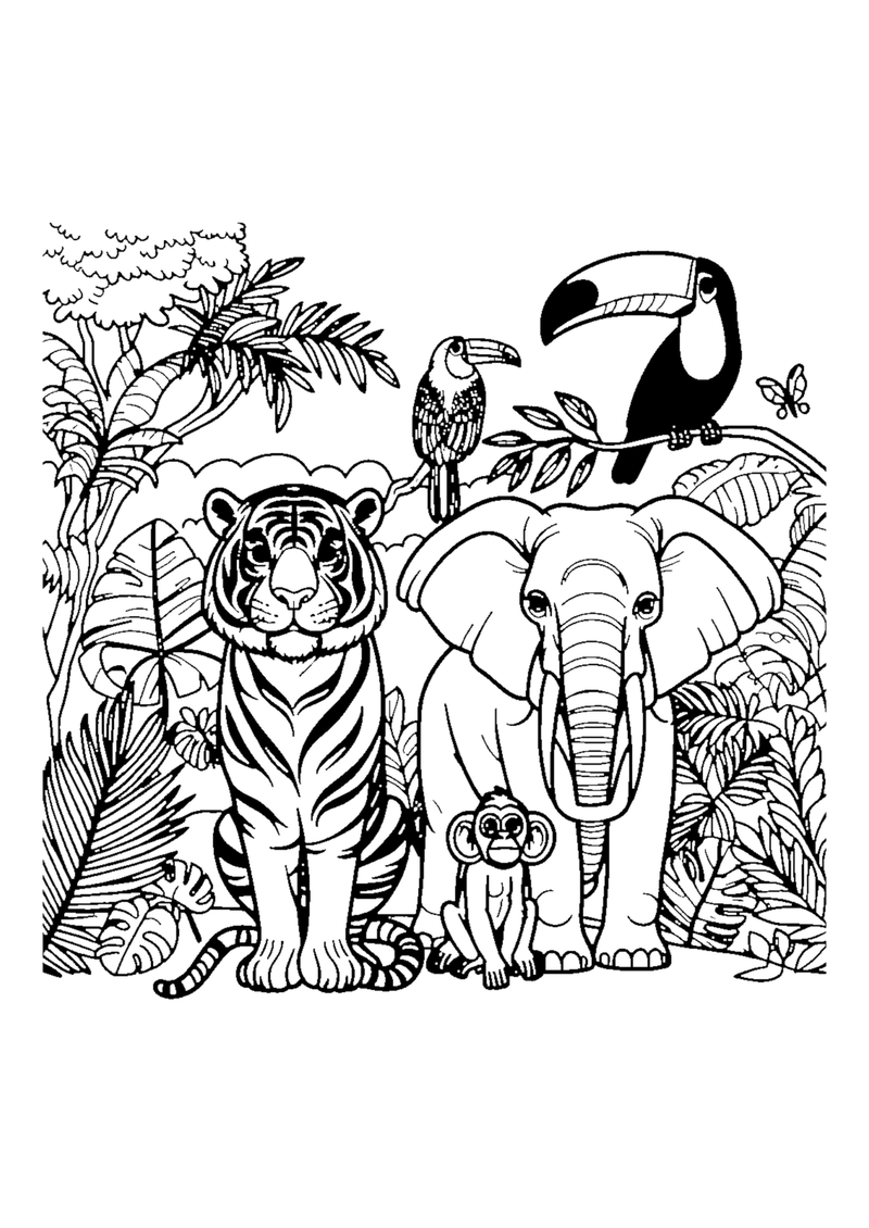 Bunte Dschungeltiere