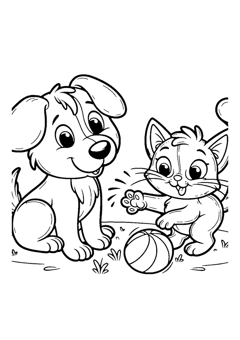Hund und Katze spielen