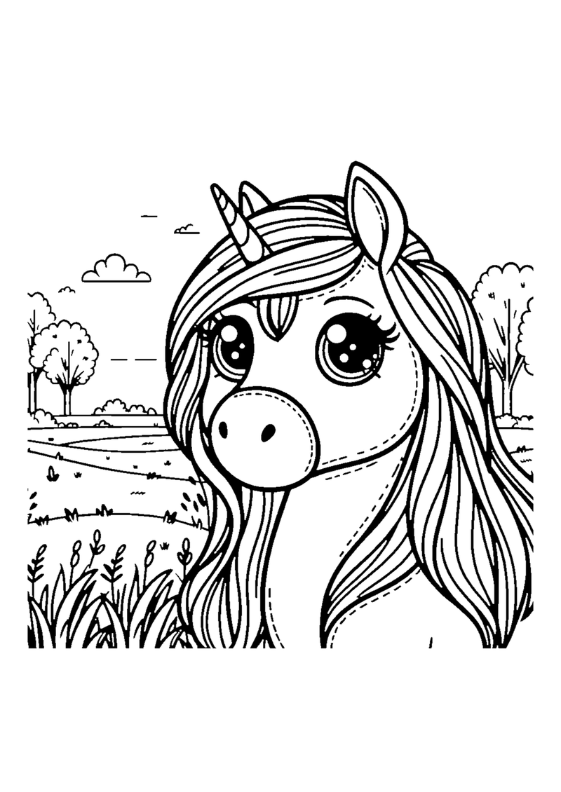 Einhorn mit großen Augen