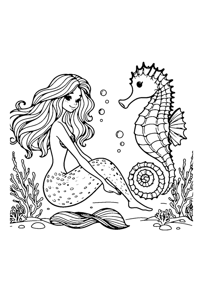 Meerjungfrau und Seepferdchen