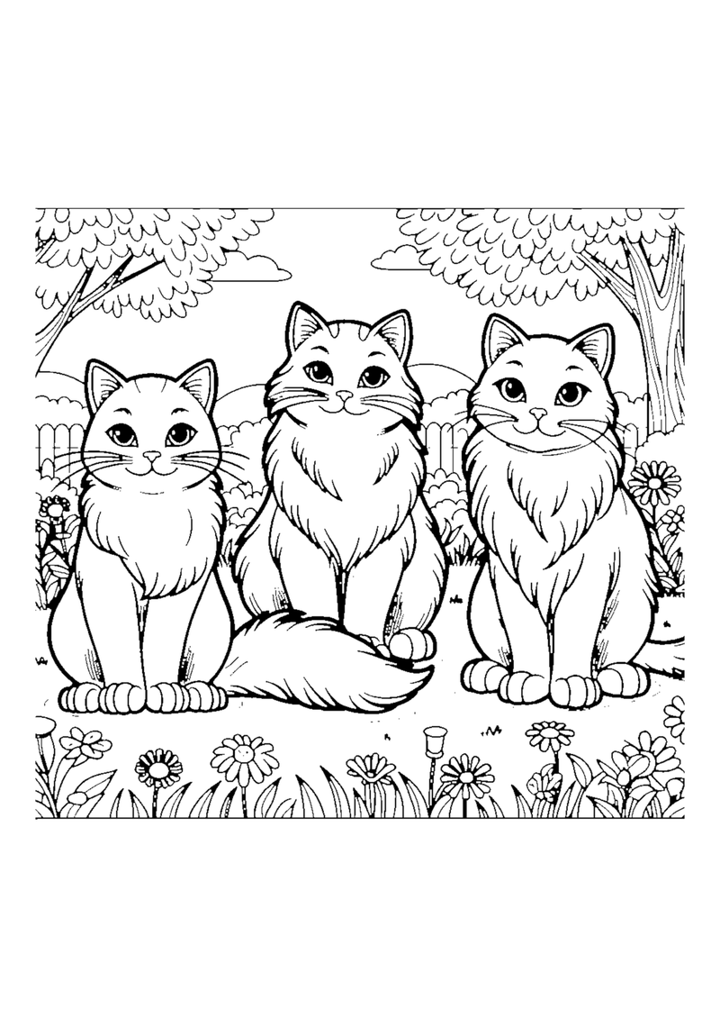 Drei Katzen im Garten