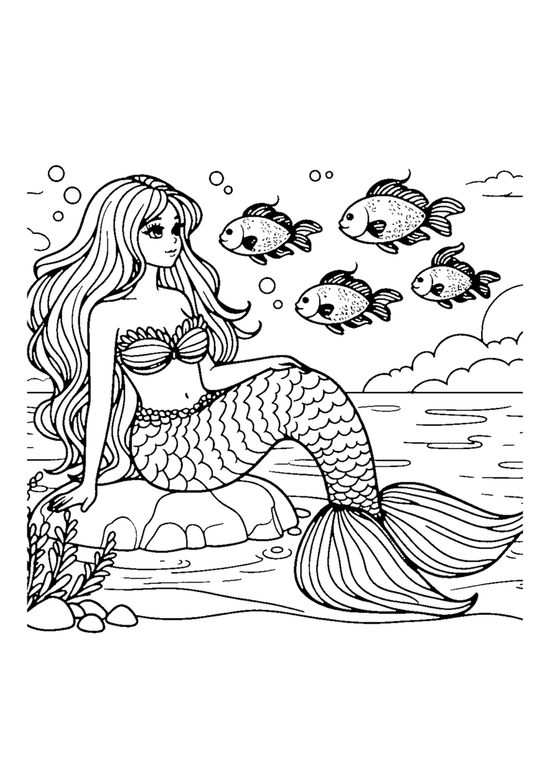 Meerjungfrau und Fische