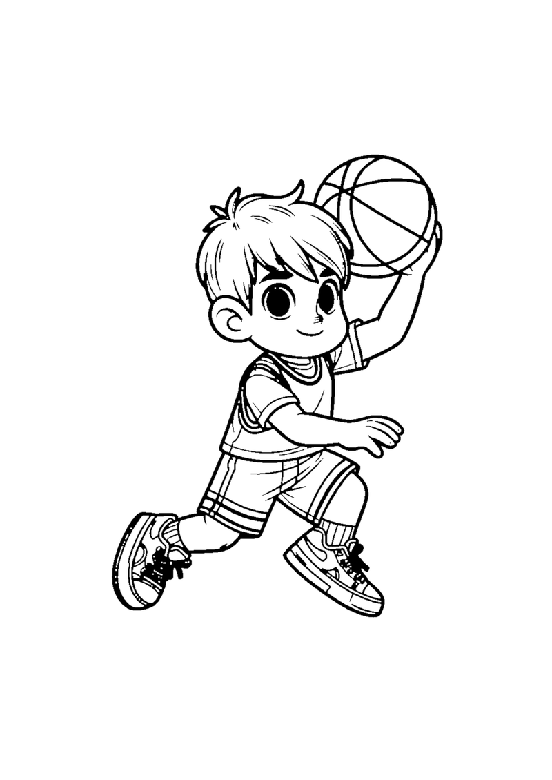 Junge spielt Basketball