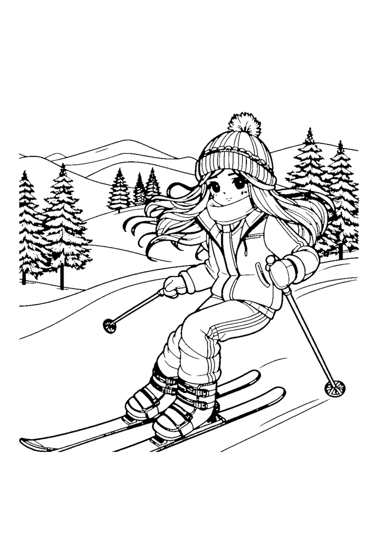 Mädchen beim Skifahren