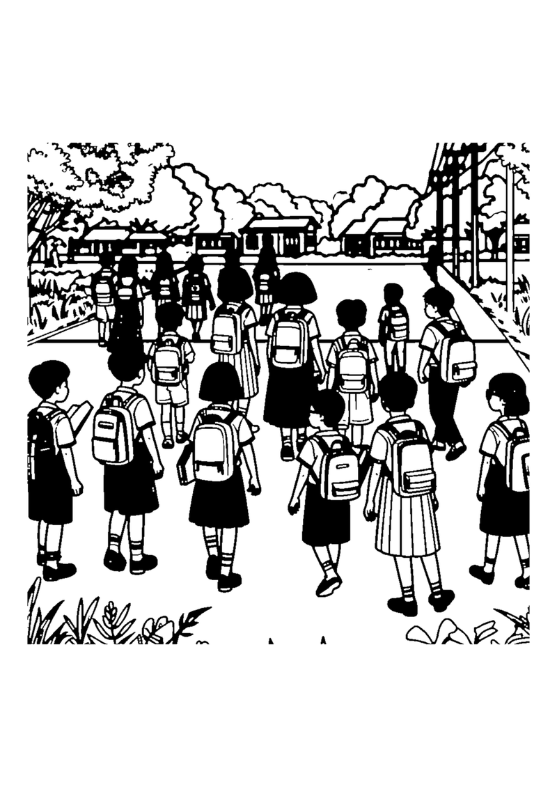 Kinder auf dem Schulweg