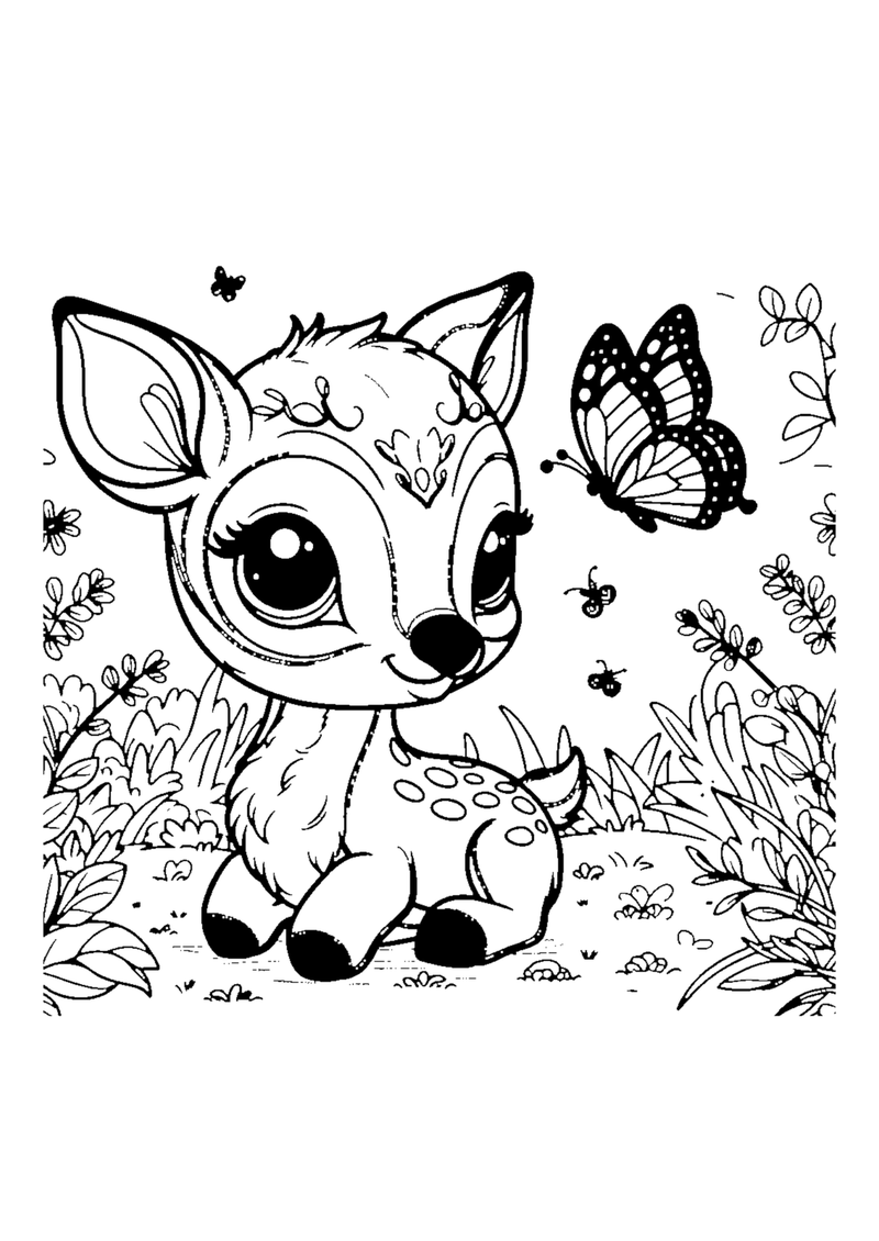 Rehkitz und Schmetterling